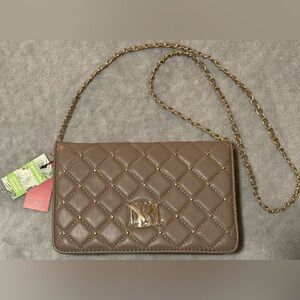 BADGLEY MISCHKA Big Diamond Crossbody w/Round Studs-Taupe (NWT)